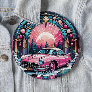 Badge Rond 15,2 Cm Retro Rose Voiture Stain Verre Design Pin