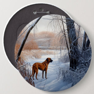 Badge Rond 15,2 Cm Rhodesian Ridgeback Laisser Neige Noël