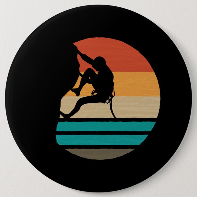 Badge Rond 15,2 Cm Rock Climbing Climber Retro (Devant)