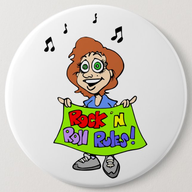 BADGE ROND 15,2 CM ROCK 'N RÈGLES DE ROULEMENT (Devant)