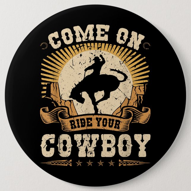 Badge Rond 15,2 Cm Rodeo Bronc équitation Circulez votre Cowboy Bucki (Devant)