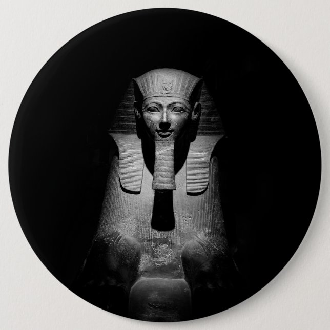 Badge Rond 15,2 Cm Roi pharaon noir et blanc (Devant)