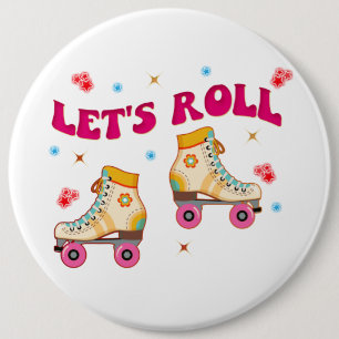 Badge Rond 15,2 Cm Roll Roller Skate Retro Amateurs de patinage
