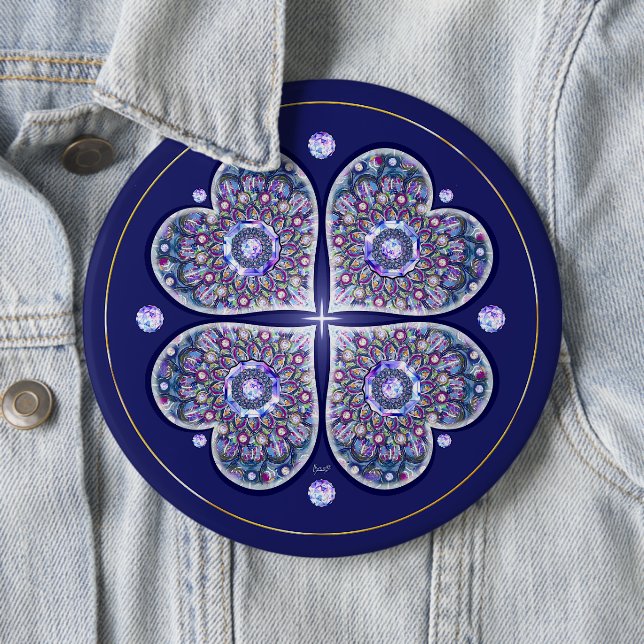 Badge Rond 15,2 Cm rosace bleue (En situation)