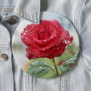 Badge Rond 15,2 Cm Rose en gouttes de pluie