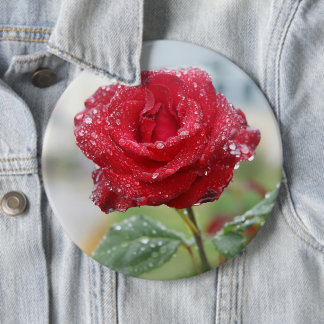 Badge Rond 15,2 Cm Rose en gouttes de pluie