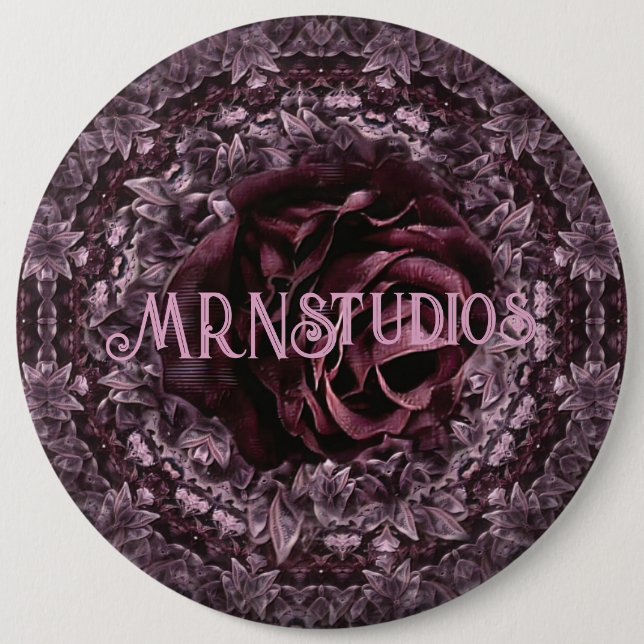 Badge Rond 15,2 Cm Rose Mandala (Devant)