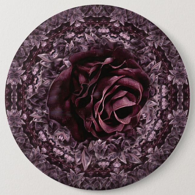 Badge Rond 15,2 Cm Rose Mandala (Devant)