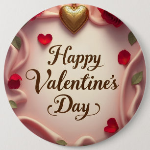 Badge Rond 15,2 Cm Roses Romantiques & Design de la Saint-Valentin en