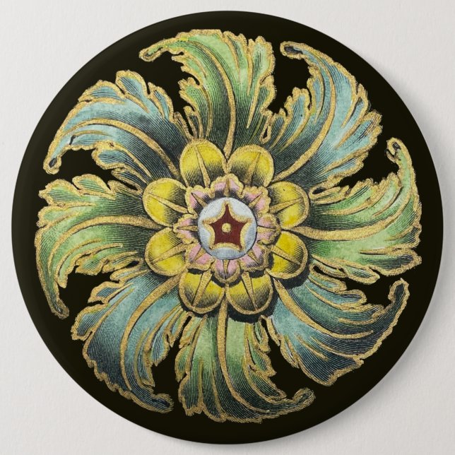 Badge Rond 15,2 Cm Rosette architecturale antique n° 1 (Devant)