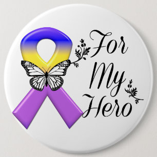 Badge Rond 15,2 Cm Ruban de cancer de la vessie pour mon héros