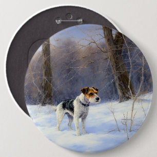 Badge Rond 15,2 Cm Russell Terrier Laisser neiger Noël