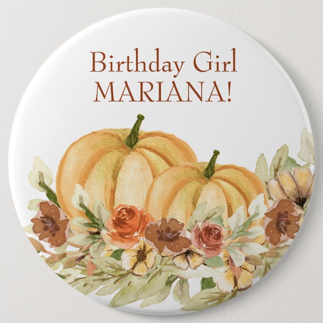 Badge Rond 15,2 Cm Rustic Fall Citrouille fête d'anniversaire (Devant)