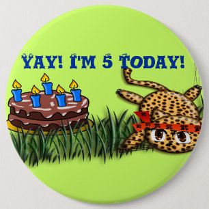 Badge Rond 15,2 Cm Safari Ultra mignonne Leopard Invitations d'annive