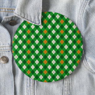 Badge Rond 15,2 Cm Saint-Patrick irlandais couleur argyle