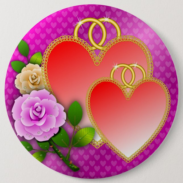 Badge Rond 15,2 Cm Saint-Valentin-Coeur-20362 (Devant)