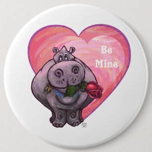 Badge Rond 15,2 Cm Saint-Valentin Hippopotame