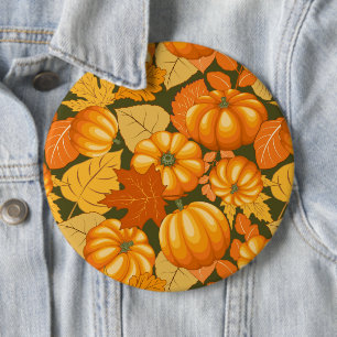 Badge Rond 15,2 Cm Saison d'automne Halloween Citrouille Motif