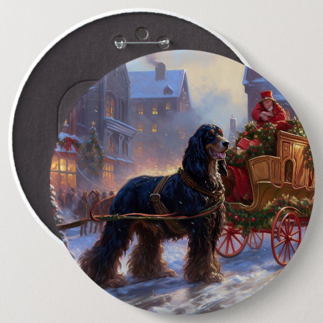 Badge Rond 15,2 Cm Saison de Noël Cocker Spaniel (Devant & derrière)
