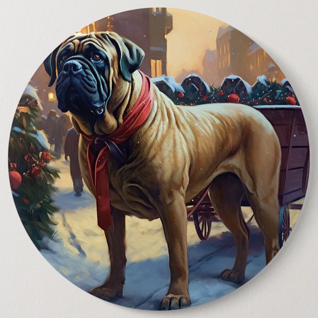 Badge Rond 15,2 Cm Saison de Noël de Bullmastiff (Devant)