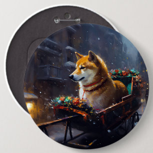 Badge Rond 15,2 Cm Saison de Noël de Shiba Inu