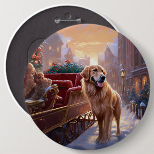 Badge Rond 15,2 Cm Saison de Noël Golden Retriever
