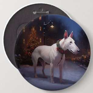 Badge Rond 15,2 Cm Saison Festive de Noël Bull Terrier