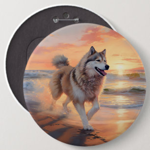Badge Rond 15,2 Cm Sandy Paws Alaskan Malamute Chien sur le coucher d
