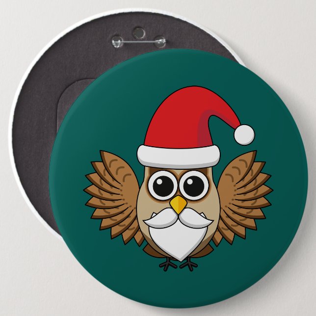 Badge Rond 15,2 Cm Santa Claus Owl (Devant & derrière)