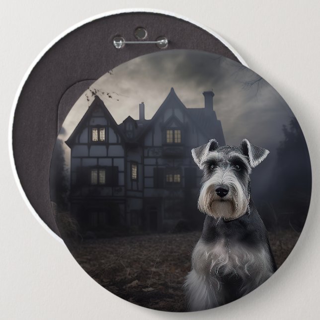 Badge Rond 15,2 Cm Scandale d'Halloween Schnauzer Miniature (Devant & derrière)