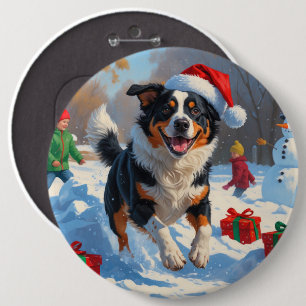 Badge Rond 15,2 Cm Scène de Noël de bétail australien