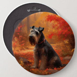 Badge Rond 15,2 Cm Schnauzer en automne Leaves Fall Inspire
