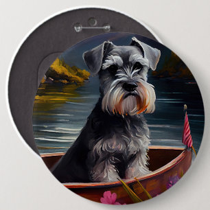 Badge Rond 15,2 Cm Schnauzer on a Paddle: A Scenic Adventure