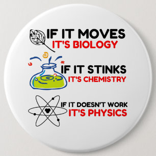 BADGE ROND 15,2 CM SCIENCE BIOLOGY CHIMIISTRY PHYSICS