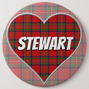 Badge Rond 15,2 Cm Scottish Clan Stewart Love Tartan Heart