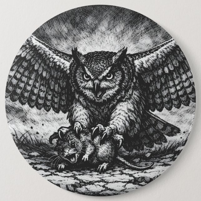 Badge Rond 15,2 Cm Sentinelle Hibou ailé par BurnsInHell (Devant)