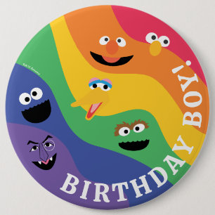 Badge Rond 15,2 Cm Sesame Street Pals Rainbow Birthday Boy