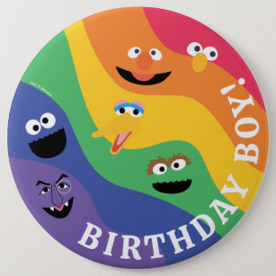 Badge Rond 15,2 Cm Sesame Street Pals Rainbow Birthday Boy