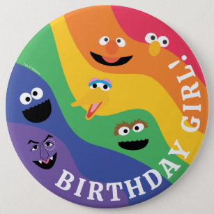 Badge Rond 15,2 Cm Sesame Street Pals Rainbow Birthday Girl