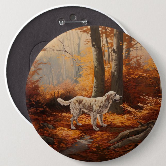 Badge Rond 15,2 Cm Setter anglais en automne Leaves Fall Inspire (Devant & derrière)