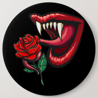 Badge Rond 15,2 Cm Sexy Goth Vampire Dents Et Rose