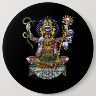 Badge Rond 15,2 Cm Shaman, guerrier aztèque