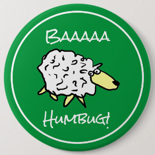 Badge Rond 15,2 Cm Sheep Says Baaaa Humbug - Noël