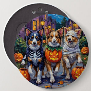 Badge Rond 15,2 Cm Shetland Sheepdogs en costumes d'Halloween