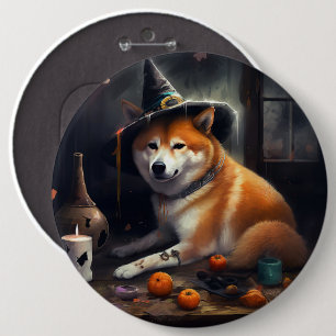 Badge Rond 15,2 Cm Shiba Inu Citrouilles Halloween effrayant