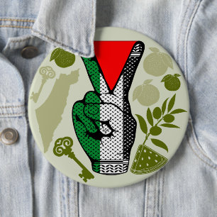 Badge Rond 15,2 Cm Signe de victoire à la main Résistance Symbole du