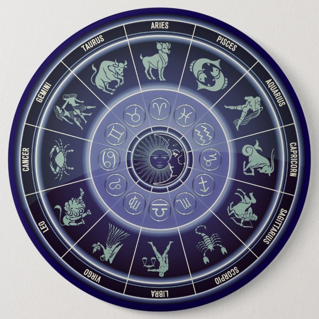 Badge Rond 15,2 Cm Signes du zodiaque (Devant)