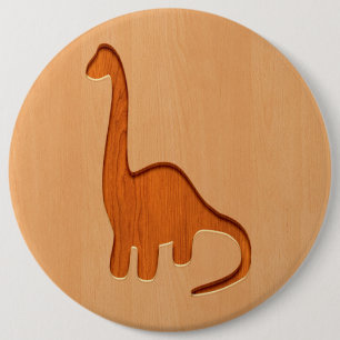 Badge Rond 15,2 Cm Silhouette de dinosaure gravée sur la conception
