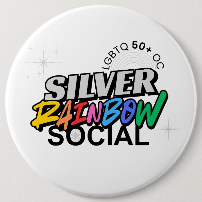 Badge Rond 15,2 Cm Silver Rainbow Social Button (Devant)