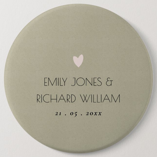 BADGE ROND 15,2 CM SIMPLE ELEGANT KRAFT TYPOGRAPHY TEXTE MARIAGE SEUL (Devant)